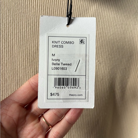 Theory Ivory Belle Tweed Knit Combo Dress - Picture 3 of 15